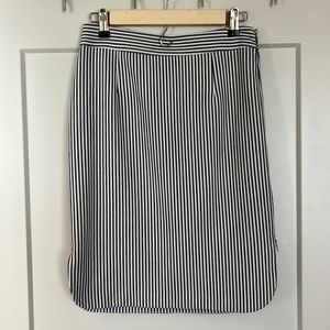 Antonio Melani Seersucker blue white stripe pencil skirt zipper detail. …